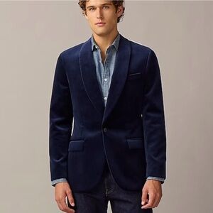 NWOT J Crew Ludlow Navy Blue Velvet Party Blazer Dinner Jacket Tuxedo 36R